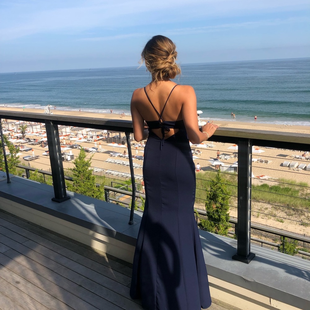 Navy blue gown from Revolve